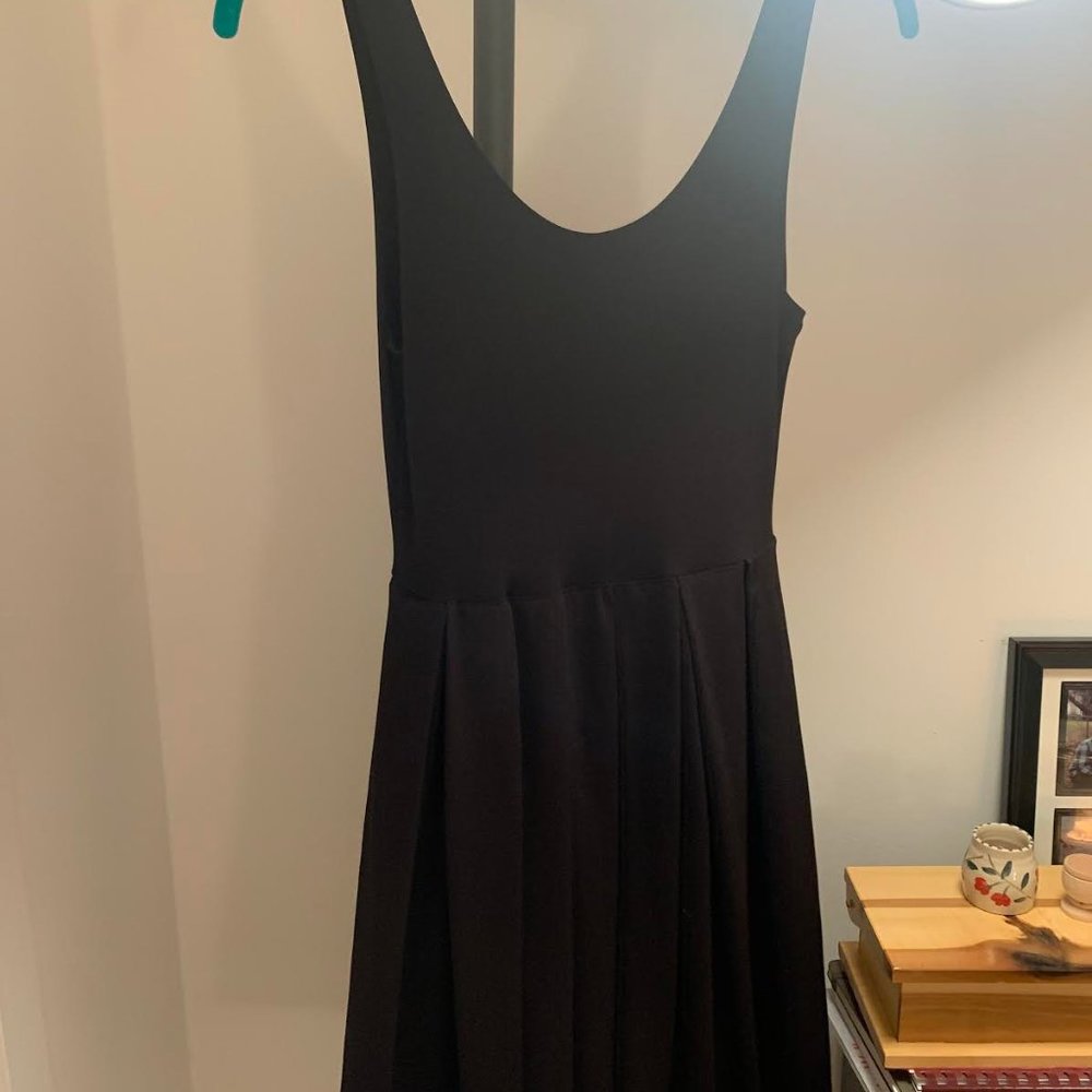 H and M Black Skater Dress with Pleats